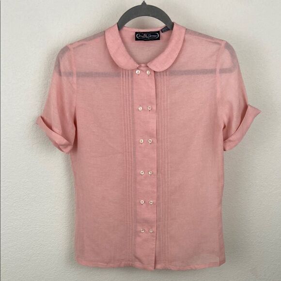 Vintage Jean De Pierre Pink Button-Up Blouse size 7/8 - Picture 1 of 5